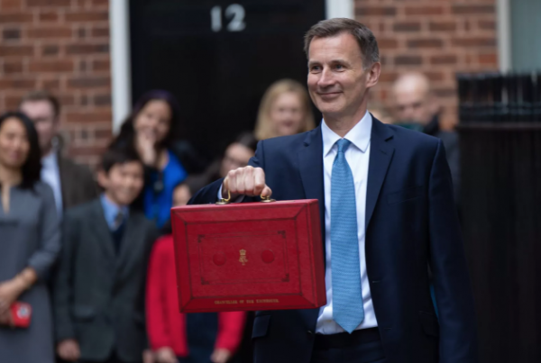 a man businessman holding the budget box